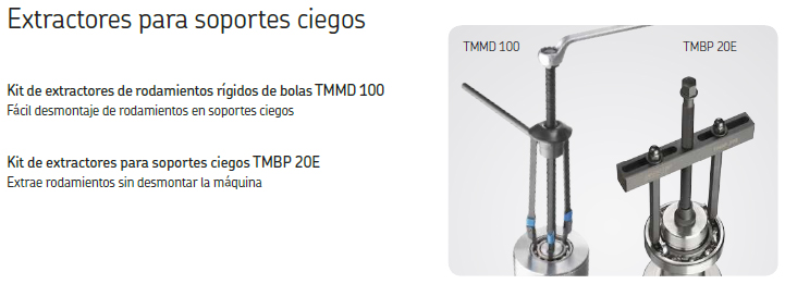 Extractor para rodamientos ciegos. Kit de extractores para soportes ciegos  TMBP 20E, SKF